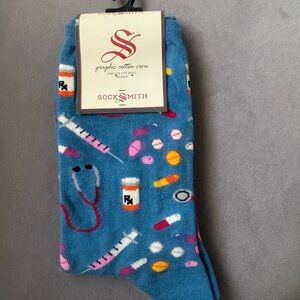 Blue Medical Theme Crew Socks